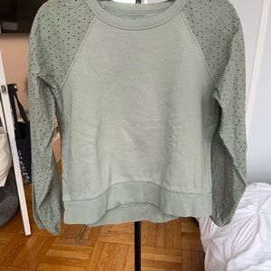 GAP Women's Light Green Eyelet Sleeve Sweatshirt